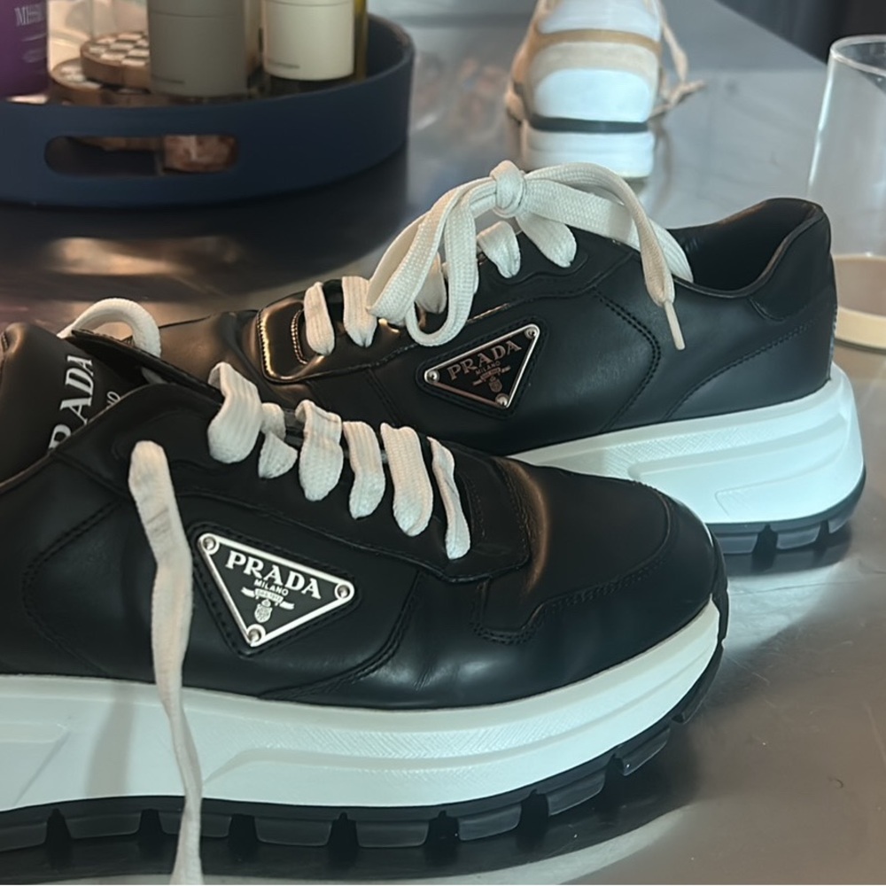 Prada Monochrome Leather Sneakers